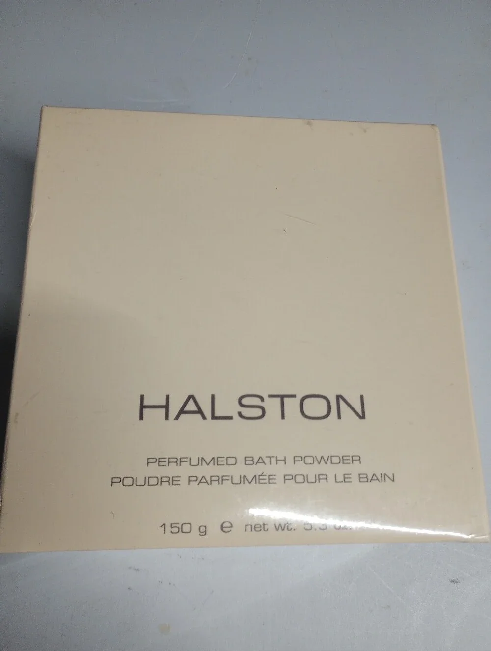 Halston Perfumed Bath Powder - 150g Net Wt. 5.3 Oz Soft Cream Box